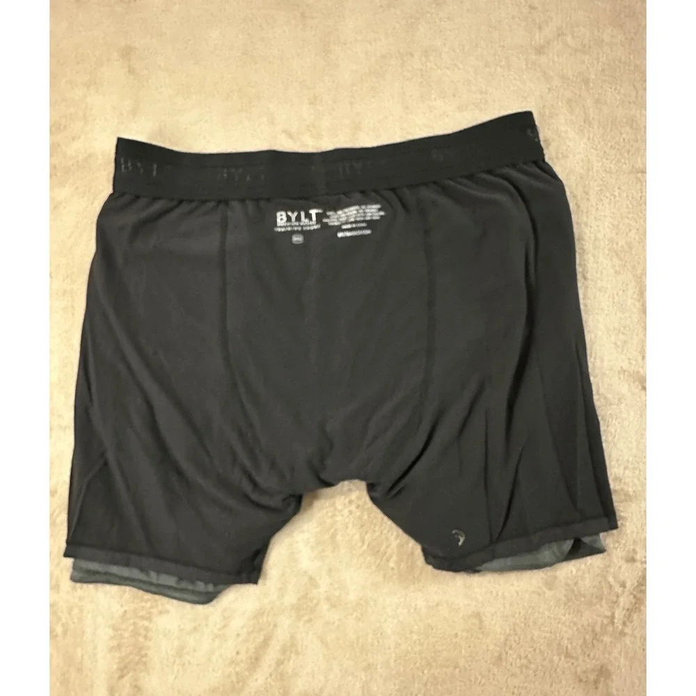 BYLT Premium‎ Basics Training Shorts Mens 3XL Charcoal Grey 2-in-1 Liner NEW